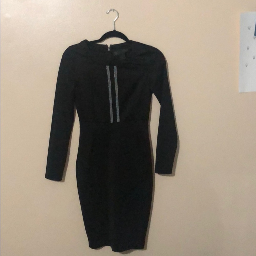 Fitted black dress with silver embellishment